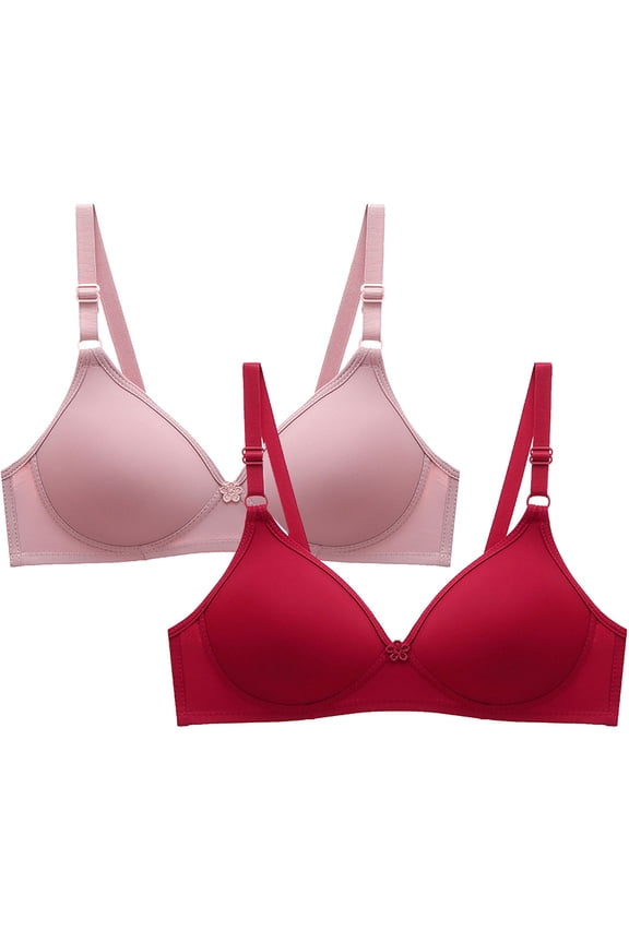 Bras for Women No Wire Push Up T-shirt Bras Cotton Comfort Bralettes Stretch Everyday Full Figure Bras 2 Packs