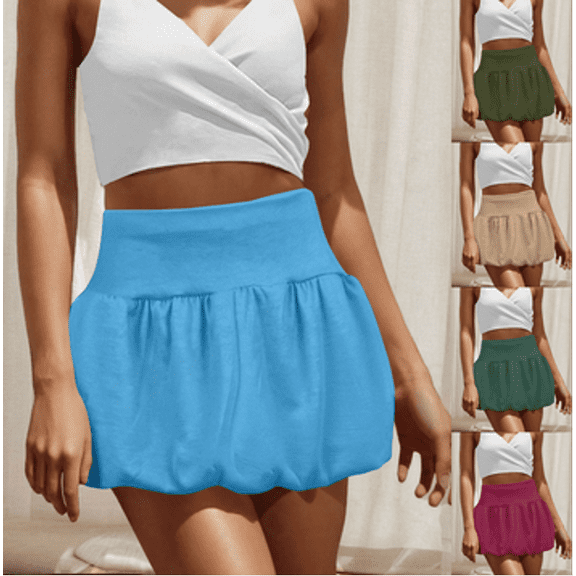 Wiyuqeen Bubble Skirt for Women Boho High Waisted Ruffled Cute Shorts Casual Dressy Mini Skorts Summer Going Out Bloomer Skirts