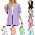 thumbnail image 1 of Wiyuqeen Cardigan Sweaters for Women Short Sleeve Rolled Up Lightweight Cardigans Open Front Solid Draped Cardigans Beach Cover Up, 1 of 8