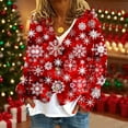 thumbnail image 1 of Wiyuqeen Christmas Cardigan for Woman Snowflake Button Up Cardigans V Neck Long Sleeve Ugly Sweater Cardigans Xmas Party Crop Jackets, 1 of 5