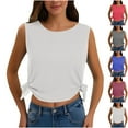 thumbnail image 1 of Wiyuqeen Crop Tank Tops for Women Sleeveless Crew Neck Loose Tanks Solid Color Y2K Cropped Tanks Cute Bow Knot Hem Tees Womens Gifts, 1 of 7