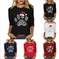 thumbnail image 1 of Wiyuqeen Cute Christmas Shirts Women 3/4 Sleeve Xmas Graphic Tees Plus Size Crewneck Lounge T Shirts Holiday Party T Shirts, 1 of 6