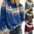 thumbnail image 1 of Wiyuqeen Fair Isle Sweaters for Women Warm Chunky Sweaters Crew Neck Long Sleeve Knit Pullover Vintage Print Sweaters for Fall Winter, 1 of 3