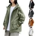 thumbnail image 1 of Wiyuqeen Fall Jackets for Women Waterproof Hiking Rain Coats Full Zip Solid Adjustable Windbreaker Travel Jacket Plus Size Rain Jackets, 1 of 6