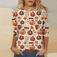 thumbnail image 1 of Wiyuqeen Fall Shirts for Women 3/4 Sleeve Turkey Graphic Tees Crew Neck Thanksgiving T Shirts Funny Holiday Party Shirts, 1 of 5