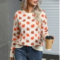 thumbnail image 1 of Wiyuqeen Fall Sweaters for Women Long Sleeve Maple Leaf Print Knit Pullover Crew Neck Warm Fall Sweaters Lightweight Going Out Sweaters, 1 of 8