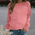 thumbnail image 1 of Wiyuqeen Fall Sweatshirts for Women Casual Round Collar Long Sleeve Blouses Solid Autumn Tshirts Comfy Baggy Pullovers, 1 of 4