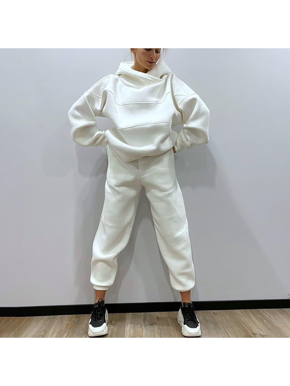 Fall Winter Oversized Lounge Sets for Women Loose Fit Hooded Pullover and Jogger Pant Outfits Petite Plus Activewear Loungewear Sets