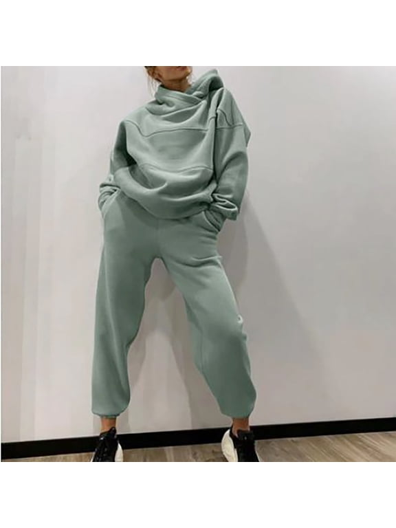 Fall Winter Oversized Lounge Sets for Women Loose Fit Hooded Pullover and Jogger Pant Outfits Petite Plus Activewear Loungewear Sets