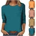 thumbnail image 1 of Wiyuqeen Fitted 3/4 Sleeve T-shirts for Women Casual Crew Neck Blouses Basic Solid Summer Tunics Tops Comfy Breathable Shirts Elegant Fall Tees, 1 of 5