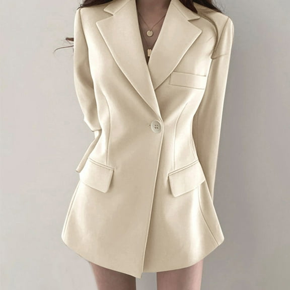 Wiyuqeen Fitted Blazers for Women Elegant One Button Jacket Suits Classic Notched Lapel BlazerS Casual Formal Long Sleeve Suit Coats with Pockets