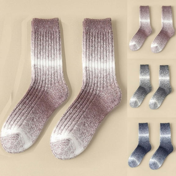 Wiyuqeen Fleece Cotton Socks Women Men Fuzzy Socks Unisex Winter Warm Socks Cozy Fluffy Super Soft Slipper Socks Gradient Color Socks
