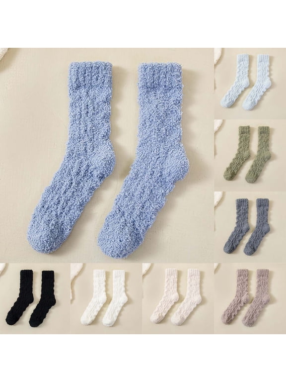 Fuzzy Socks for Men Women Solid Fluffy Slipper Socks Winter Warm Socks Super Soft Mid-calf Socks Unisex Cozy Plush Fleece Socks Home Sleep Gift Socks