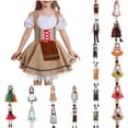 thumbnail image 1 of Wiyuqeen German Beer Festival Outfit Girls 5-12Y Puff Long Sleeve Square Neck Oktoberfest Dirndl Dress Retro Palid Knee Length Dress with Headscarf, 1 of 4