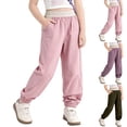 thumbnail image 1 of Wiyuqeen Girls Hiking Cargo Pants Joggers with Pockets Kids Quick Dry Lightweight Elastic Waisted Cinch Bottom Trousers 4-14 Years, 1 of 7