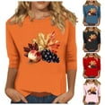 thumbnail image 1 of Wiyuqeen Gobble Shirts for Women 3/4 Sleeve Thanksgiving Tshirts Crew Neck Turkey Graphic Tees Plus Size Casual Loose Tops, 1 of 5