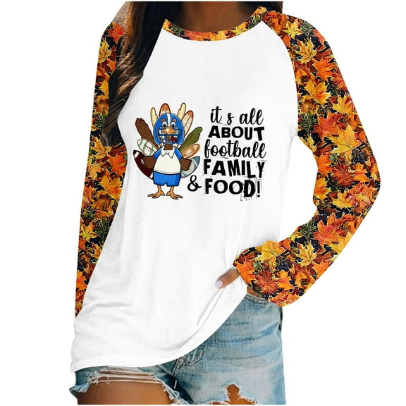 Wiyuqeen Gobble Shirts for Women Raglan Long Sleee Thanksgiving Shirts Crew Neck Fall T Shirts Thankful Grateful Blessed Shirt