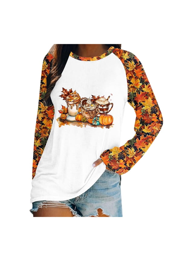 Gobble Til You Wobble T-Shirt Women's Long Sleeve Shirts Crew Neck Turkey Graphic Pullover Tops Crewneck Tunic Shirts