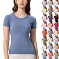 thumbnail image 1 of Wiyuqeen Gym Workout Tops for Women Short Sleeve Longline Athletic Tops Fitted Crew Neck Yoga Sports Camisa De Para Mujer T-Shirts Purple 8/L, 1 of 4