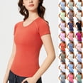 thumbnail image 1 of Wiyuqeen Gym Workout Tops for Women Short Sleeve Longline Athletic Tops Fitted Crew Neck Yoga Sports Camisa De Para Mujer T-Shirts Sky Blue 8/L, 1 of 10