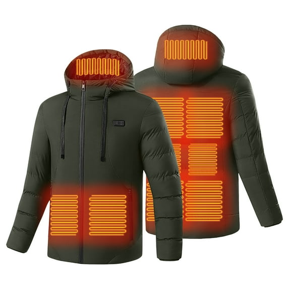Wiyuqeen Heated Puffer Hoodie 9 Heating Zones Coat for Men and Women Heated Jacket with 1 Heating Levels Zip Heated Outerwear with Pockets Womens Gifts