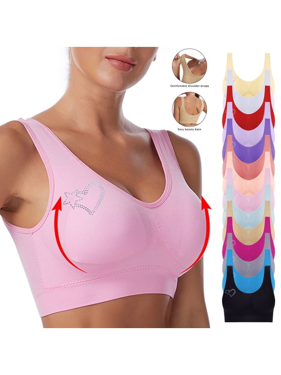 High Impact Sports Bras for Women Plus Size Non Padded Wirefree Workout Bras Floral Hot Drilling Yoga Gym Sport Bras