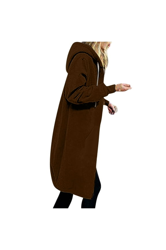Hoodies for Women Fashion Hooded Long Sleeve Tunic Sweatshirts Comfortable Full Zip Up Hoodie Womens Long Fleece Sweatshirt with Pockets
