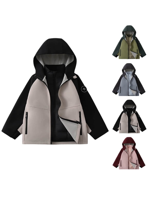 Kid's 3 in 1 Hooded Waterproof Coat Winter Ski Hiking Rain Jacket Softshell Fleece Lined Raincoat Windbreaker 3-15 Years