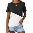 thumbnail image 1 of Wiyuqeen Ladies Color Block T-shirts Casual Summer Short Sleeve Shirts Soft Trendy Crewneck Graphic Tees Comfy Simple Loose Fit Blouses Tops for Women, 1 of 4