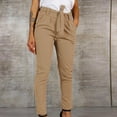 thumbnail image 1 of Wiyuqeen Ladies Tie Knot Pants Dressy Casual Slim Fit Trousers Classic Solid Work Trousers with Pockets Womens High Waist Office Lounge Pants, 1 of 4