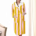 thumbnail image 1 of Wiyuqeen Long Fleece Robe for Women Comfy Strip Print Plush Bathrobe with Pockets Winter Warm Soft Spa Long Robes Hooded Long Sleeve Belted Sleepwear Housecoat, 1 of 3