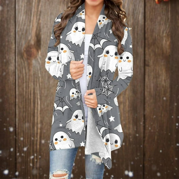 Wiyuqeen Long Sleeve Cardigans for Women Dressy Casual Lightweight Cardigans with Pockets Cute Floral Print Fashions Soft Trendy Coats Loose Outerwear