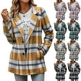 thumbnail image 1 of Wiyuqeen Long Wool Plaid Blazer for Women Fall Outfits Winter Trench Coat Long Sleeve Casual Dressy Lapel Jacket Peacoat with Pocket, 1 of 10