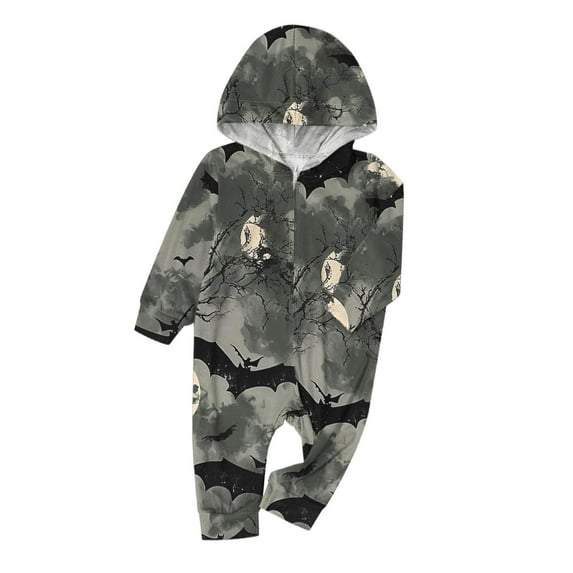 Wiyuqeen Matching Halloween Pjs for Family Casual Zipper Front Long Sleeve Overalls Cute Print Hoodies Onesie Pajamas for Couples Holiday Family Pjs Sleepwear