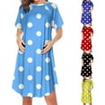 thumbnail image 1 of Wiyuqeen Maternity Nightgowns for Women Polka Dot Print Knee Length Dress Sleepwear Short Sleeve Side Zipper Loose Loungewear, 1 of 3