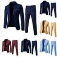 thumbnail image 1 of Wiyuqeen Men’s Slim Fit Suit One Button 2-Piece Big and Tall Blazer Dress Jacket and Pant Solid Blazer Suits Business Wedding Party, 1 of 3