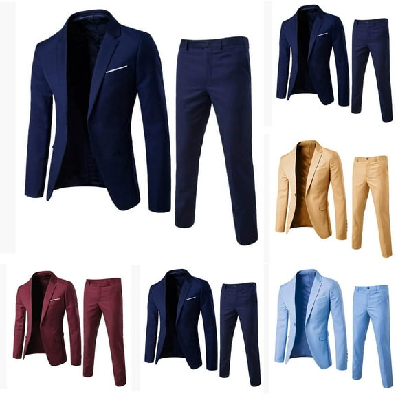 Wiyuqeen Men’s Slim Fit Suit One Button 2-Piece Big and Tall Blazer Dress Jacket and Pant Solid Blazer Suits Business Wedding Party