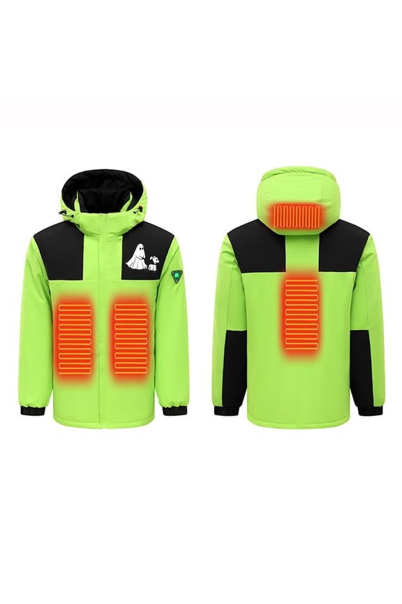 Mens Womens Heated Jackets Hooded Smart Controller 4 Heat Zones Winter Windproof Jackets Warm Waterproof Coat