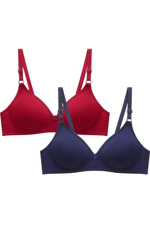No Wire T-shirts Bras for Women Solid Color Small Cup Size Bras Comfort Adjustable Strap Bralette Bras 2PC Slim and Shape Bras