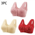 thumbnail image 1 of Wiyuqeen Old Womens Plus Sized Snap Front Bras Sexy Lace Trim Bralette Bras Casual Floral Print Push-up Bras Ladies Soft Fitted Wireless Bras 3PC, 1 of 9
