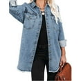 thumbnail image 1 of Wiyuqeen Oversized Denim Jacket Long Sleeve Distressed Boyfriend Jean Coat Button Down Lapel Jean Trucker Jacket for Women Girls, 1 of 7