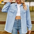 thumbnail image 1 of Wiyuqeen Oversized Jean Jacket for Women Fraye Hem Casual Lapel Long Sleeve Denim Jackets Comfy Lightweight Button Down Jean Coats Loose Outerwear, 1 of 6