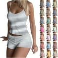 thumbnail image 1 of Wiyuqeen Pajamas for Women Set Two Piece Sleeveless Crop Top and Shorts Cute Striped Print Lounge Cami Pj Set Sleepwear Loungewear, 1 of 9