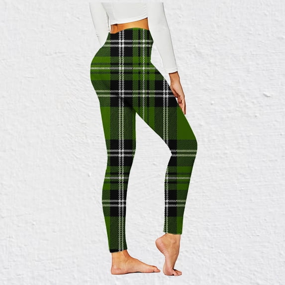 Wiyuqeen Plaid Print Leggigns Casual Tummy Control High Waist Yoga Pants Skinny Sport Workout Pants Petite Plus Legging 2024