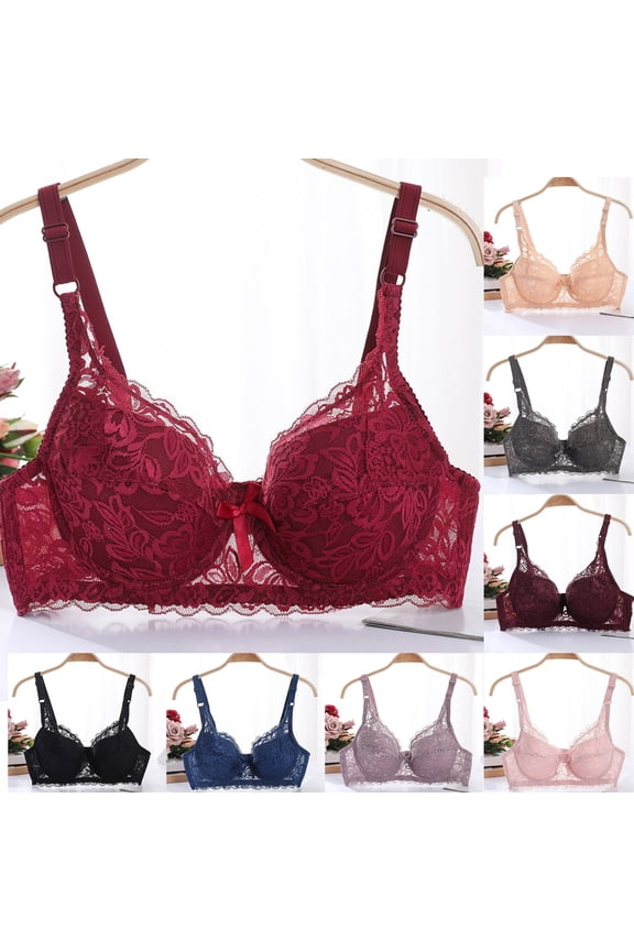 Plus Size Breathable Lace Bra Thin Cotton Cups Adjustable Support Side Coverage Full Coverage Lace Underwire Unlined Bra