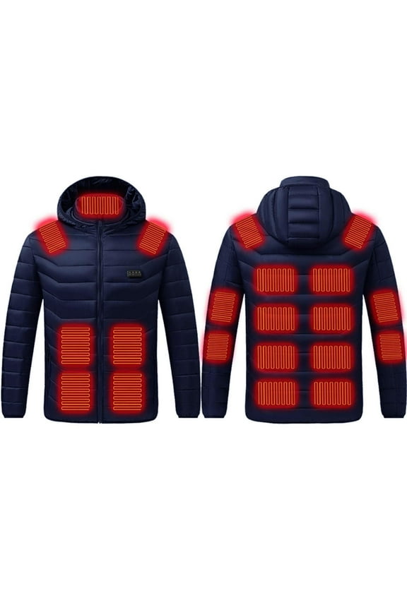 Plus Size Heated Jackets Winter Warm Heated Hoodie with Pocket 4 Heating Levels Heated Coat 21 Heating Zones Heated Coat Zip Up Heated Outerwear