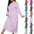 thumbnail image 1 of Wiyuqeen Plus Size Pajamas for Women Crew Neck Long Sleeve Casual Stars Print Sleep Dress Full Length Nightgown Sleepwear, 1 of 7