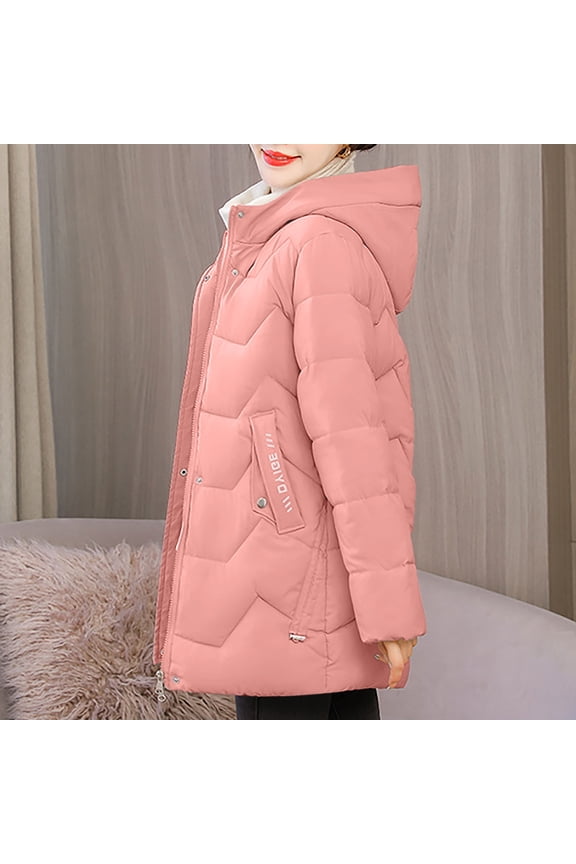 Plus Size Puffer Jackets Womens Thermal Hoodie Down Coats Soft Trendy Long Sleeve Zip Up Jackets with Pockets Warm Thick Outerwear