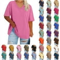 thumbnail image 1 of Wiyuqeen Plus Size Shirts for Women V Neck Short Sleeve Summer Blouses Solid Lounge T Shirts Loose Fit Tees Ladies Tops and Blouses, 1 of 5