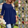 thumbnail image 1 of Wiyuqeen Plus Size Tops for Women 3/4 Sleeve Shirts Tunic Tops to Wear with Leggings Boho Floral Graphic Tees Loose Fit Summer Fall Clothes, 1 of 6